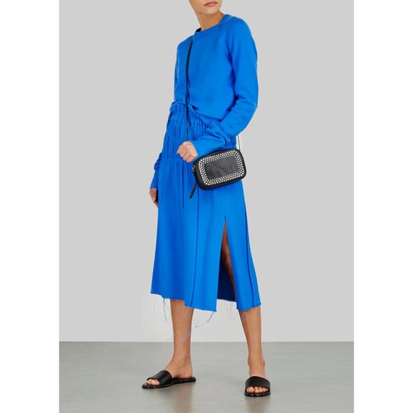 NWT Helmut Lang Nubby Viscose Ruched Icy Blue Women Size 2 Loose Fit Gypsy Skirt - Picture 3 of 9